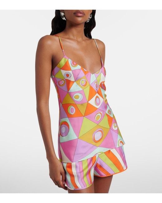 Emilio Pucci Multicolor Occhi Silk Twill Camisole