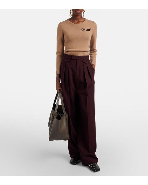 Chloé Natural Logo Wool And Cashmere Sweater
