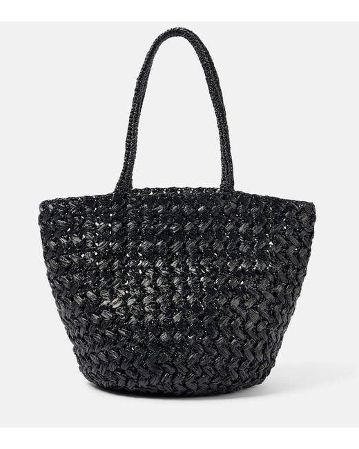 The Row Black Estelle Raffia Tote Bag