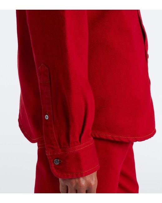 AMI Red Ami De Cour Cotton Twill Shirt