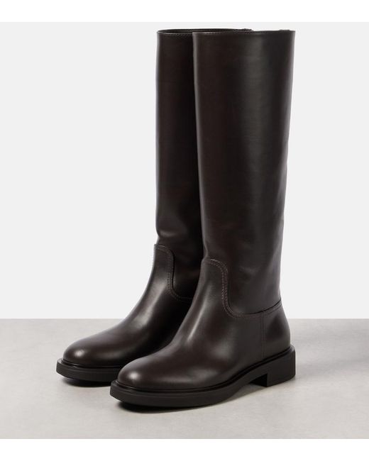 Gianvito Rossi Black Ascott Leather Knee-High Boots