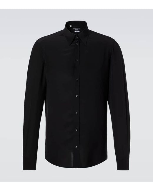 Dolce & Gabbana Black Silk Crepe De Chine Shirt for men