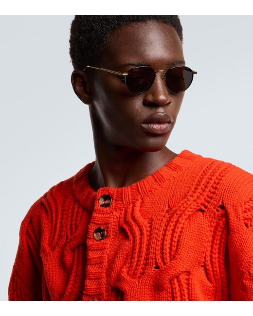 Bottega Veneta Brown Light Ribbon Round Sunglasses for men
