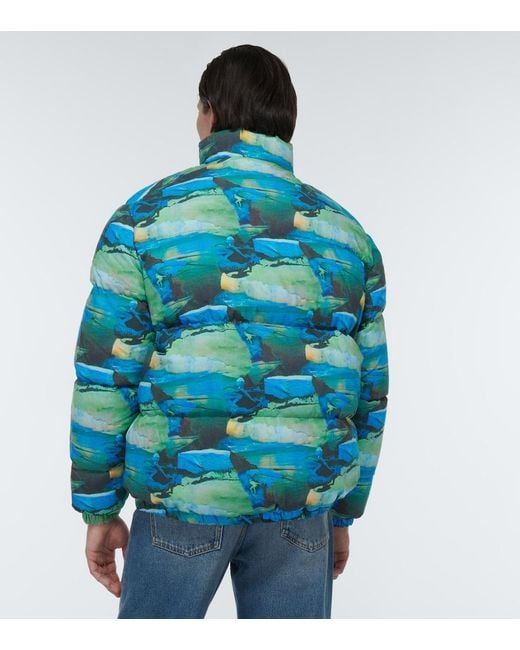 ERL Blue Quilted Printed Down Jacket for men