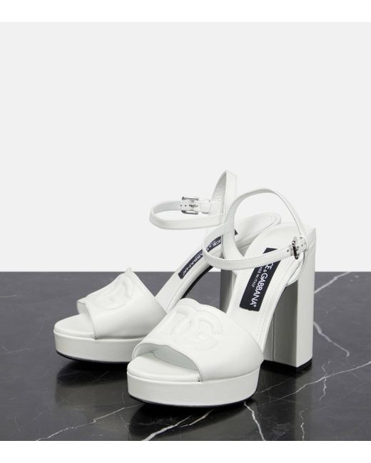 Sandales DG a plateau en cuir Dolce & Gabbana en coloris White