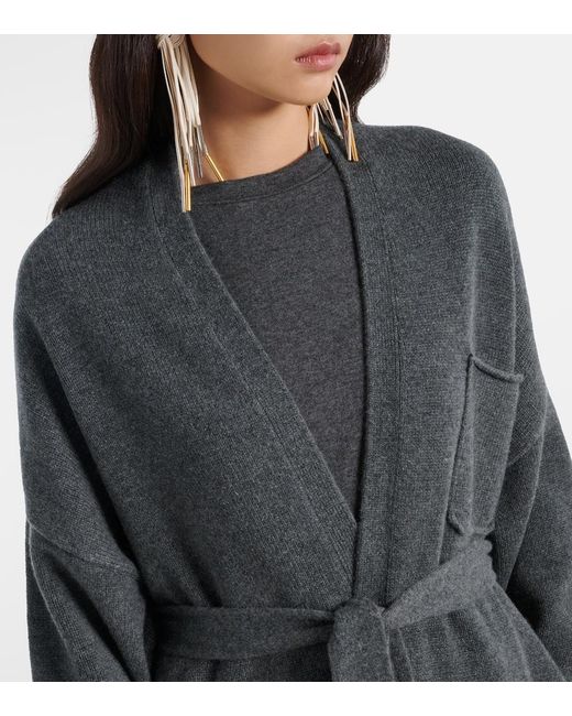 Extreme Cashmere Gray N°105 Coat Belted Cashmere Wrap Cardigan