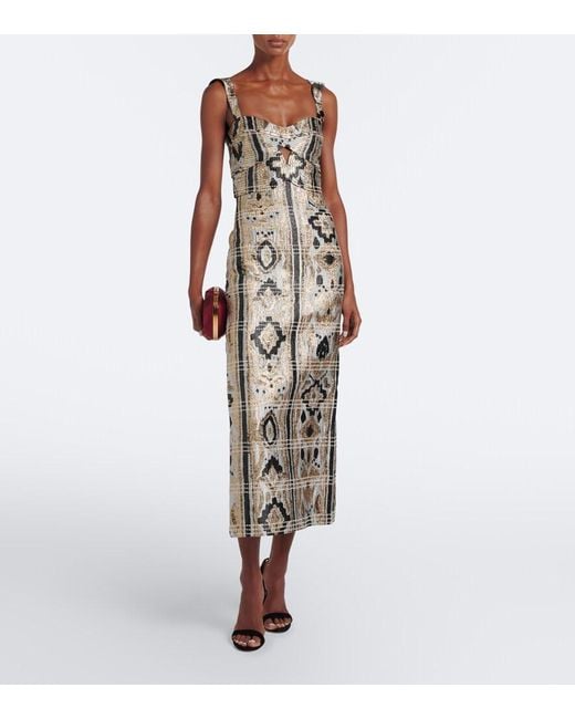 Johanna Ortiz Metallic Tropicana Jacquard Maxi Dress