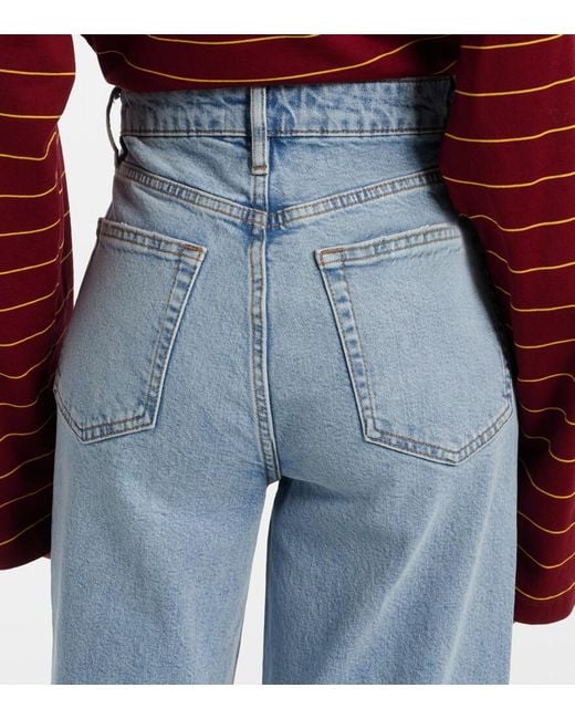 FRAME Blue The Wide High-Rise Wide-Leg Jeans