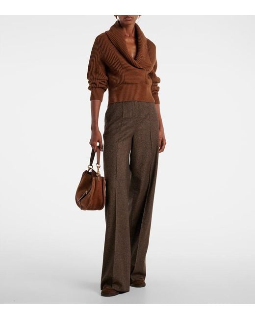 Max Mara Brown Virgin Wool Straight Pants