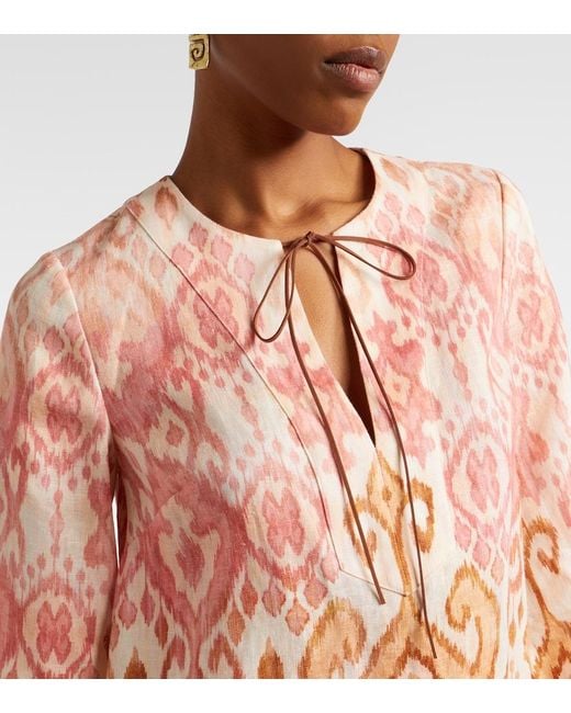 Zimmermann Pink Aster Printed Linen Beach Dress