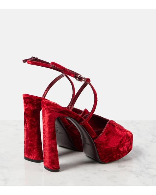 Jimmy Choo Red Karli 125 Velvet Platform Sandals