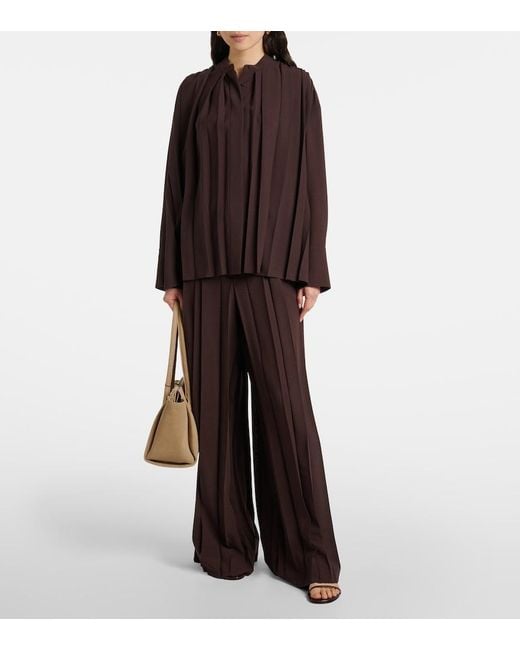 Joseph Brown Tibre Plisse Wide-Leg Pants