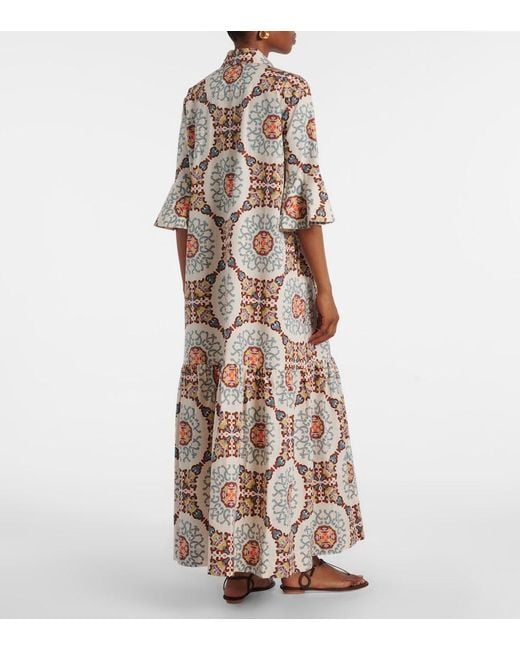 LaDoubleJ Natural Artemis Printed Cotton Poplin Shirt Dress