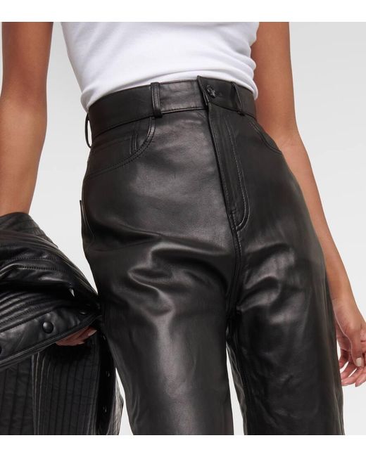 Totême  Black Tapered Leather Pants