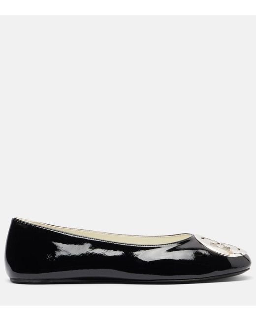Tory Burch Black Reva Patent Leather Ballet Flats