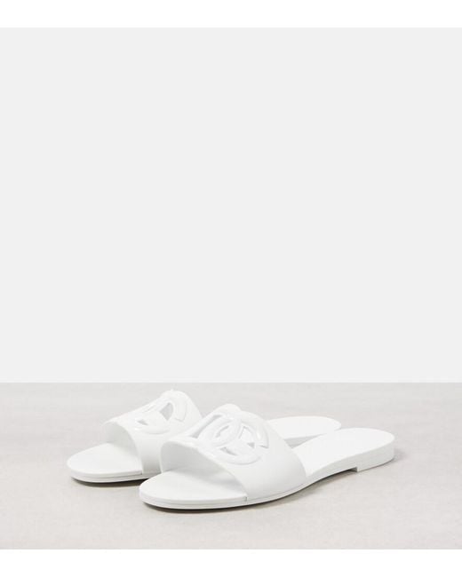 Dolce & Gabbana White Dg Cutout Rubber Slides