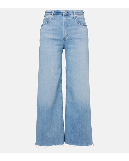 Citizens of Humanity Blue Lyra Cropped Wide-Leg Jeans