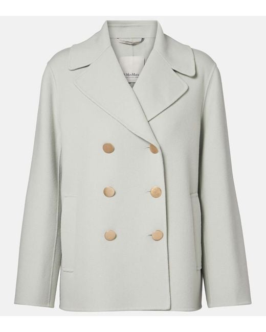 Max Mara Gray Margot Double-Breasted Virgin Wool Jacket