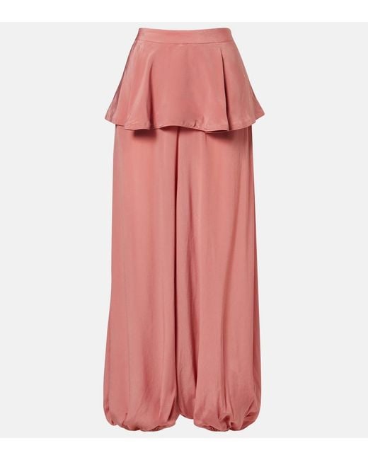 Adriana Degreas Pink Solid Peplum Balloon Pants