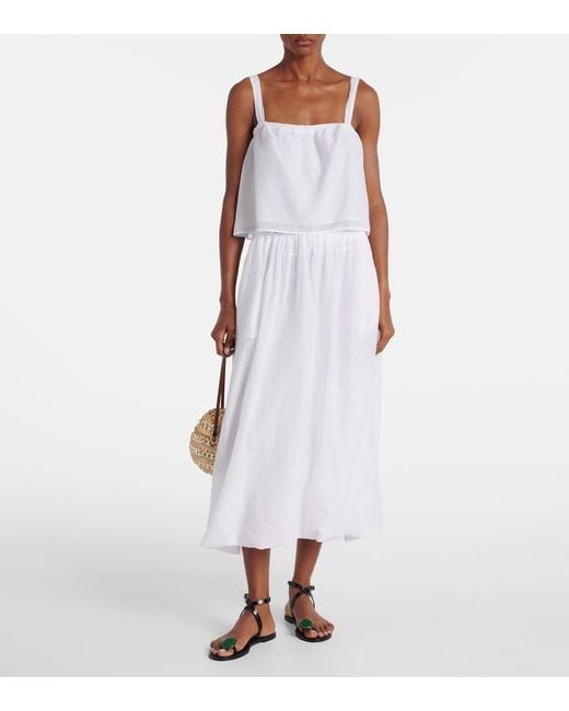 Velvet White Ines Cotton And Silk Voile Maxi Skirt
