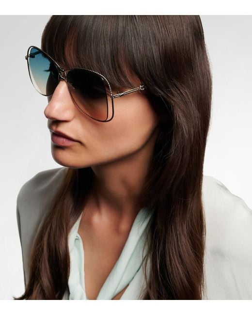 Aquazzura Blue Malibu Oversized Sunglasses