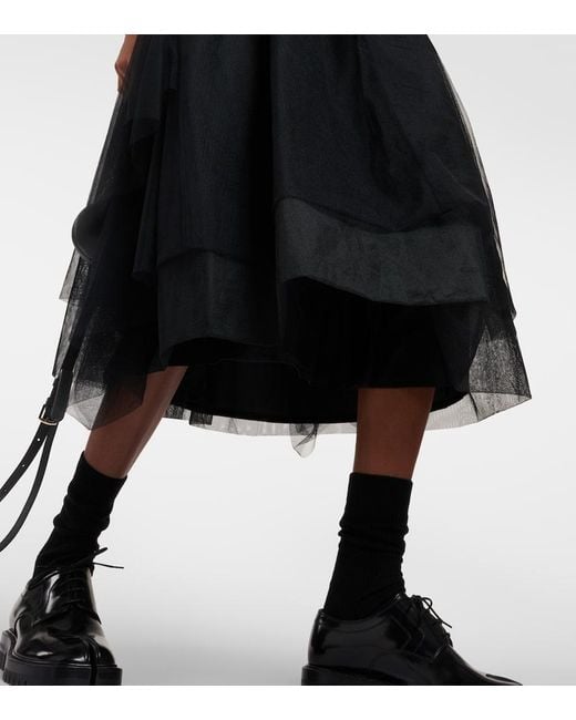 Noir Kei Ninomiya Black Midikleid Mit Tuell
