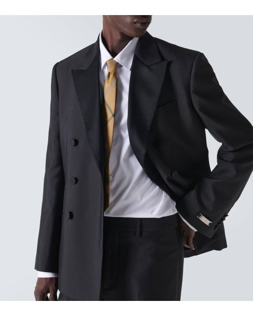 Burberry Black Double-breasted Wool And Silk Blazer for men