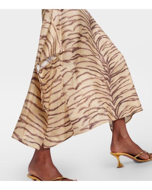 Stella McCartney Natural Printed Silk Midi Dress