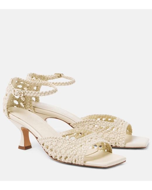 Souliers Martinez Metallic Veronica Woven Leather Sandals