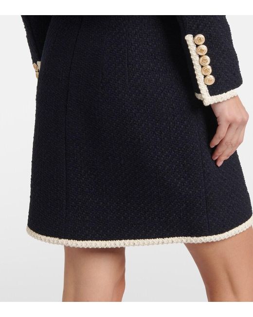 Veronica Beard Blue Roman Cotton-Blend Tweed Miniskirt