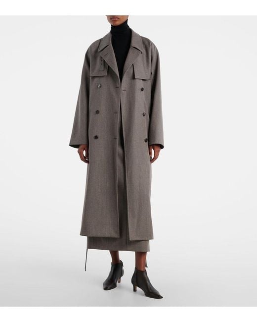 The Row Gray Rhydian Virgin Wool Gabardine Trench Coat