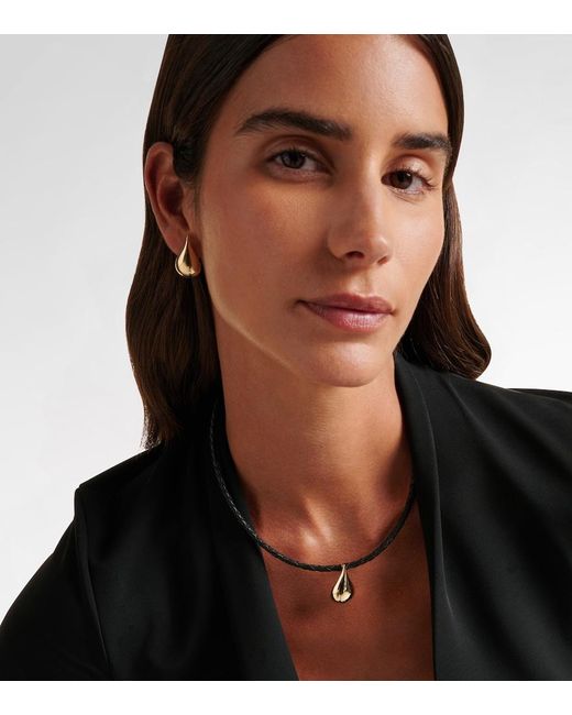 Mateo Metallic Water Droplet 14Kt And Leather Necklace