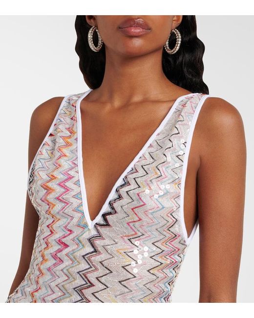 Copricostume A Zig-Zag Con Paillettes di Missoni in Multicolor