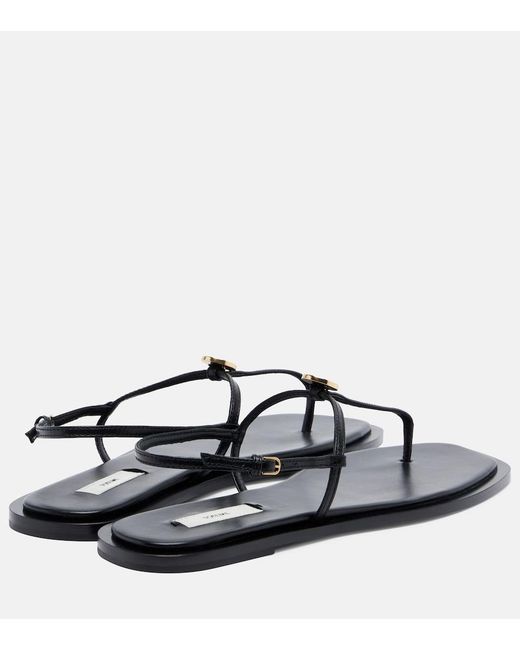 Totême Black Leather Thong Sandals
