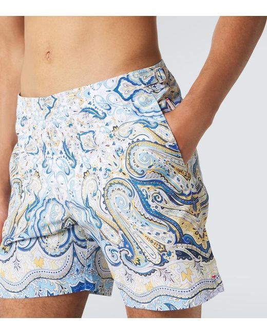 Orlebar Brown Blue Bulldog Paisley Swim Trunks for men