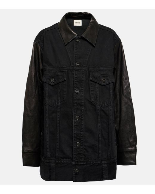 Khaite Black Grizzo Leather-trimmed Denim Jacket