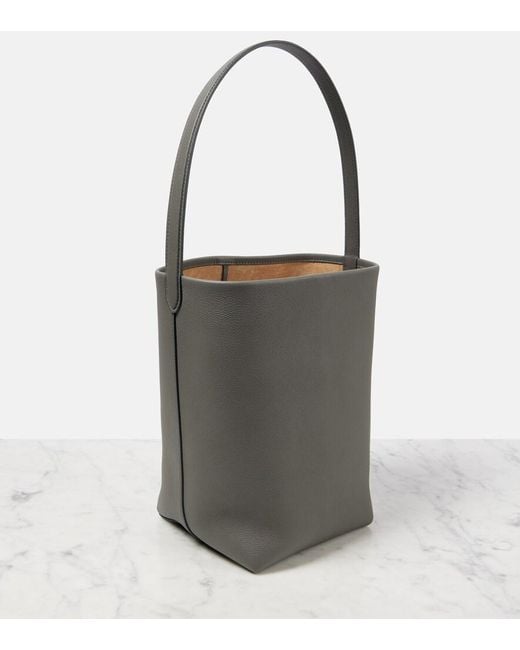 The Row Gray N/S Park Medium Leather Tote Bag