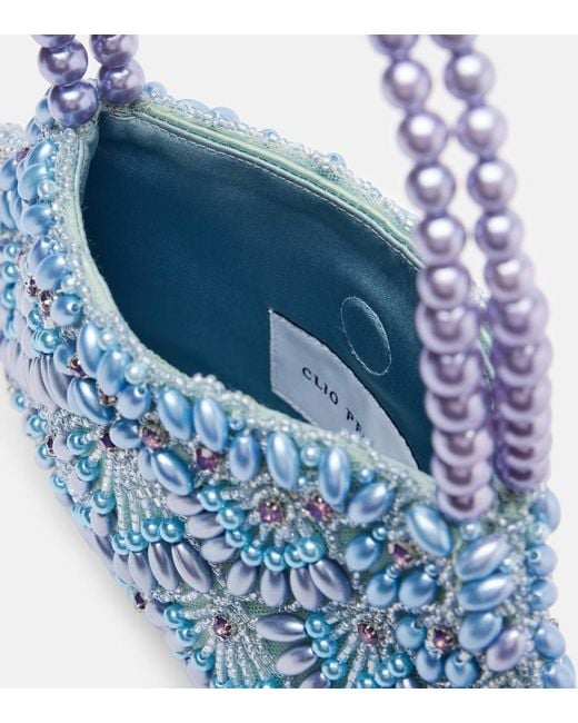 Clio Peppiatt Blue Scallop Mini Embellished Tote Bag