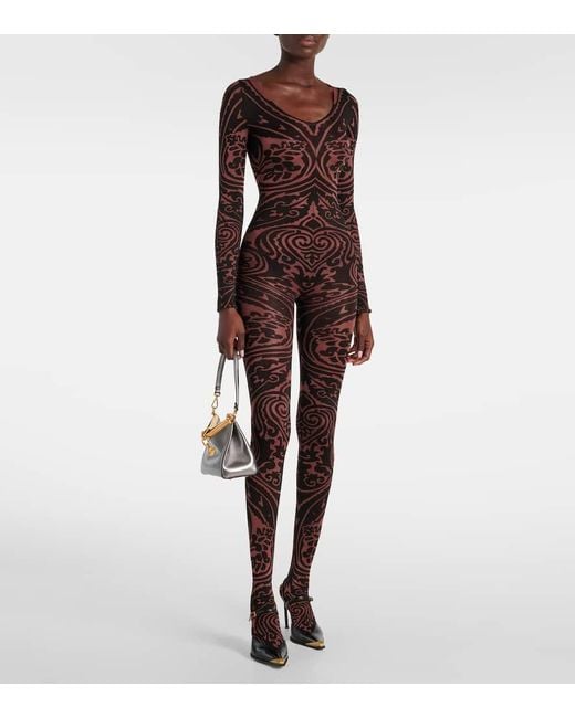 Wolford Brown X Etro Tattoo Paisley Catsuit