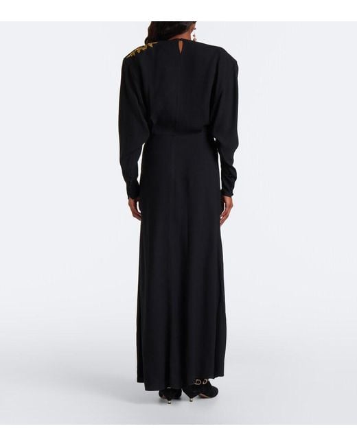 Isabel Marant Black Samsha Embellished Crepe Maxi Dress