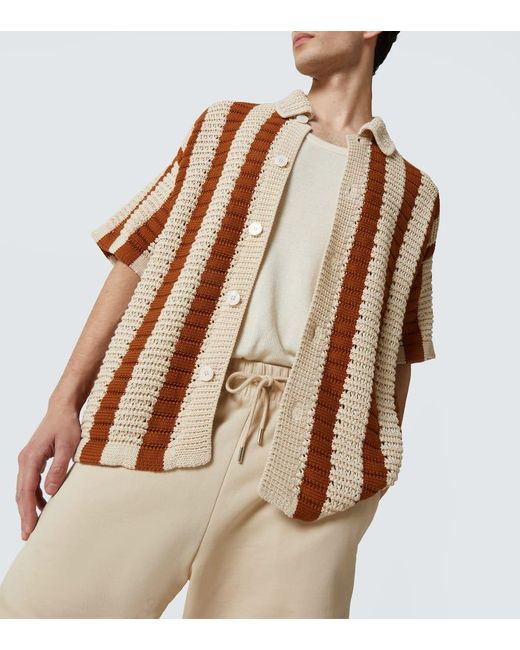 Orlebar Brown Brown Thomas Crochet Cotton Bowling Shirt for men