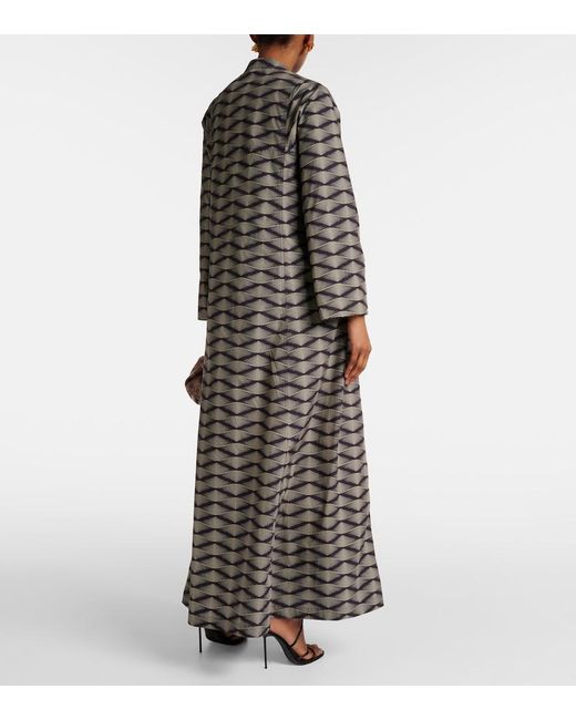 Dries Van Noten Gray Printed Cotton Poplin Maxi Dress