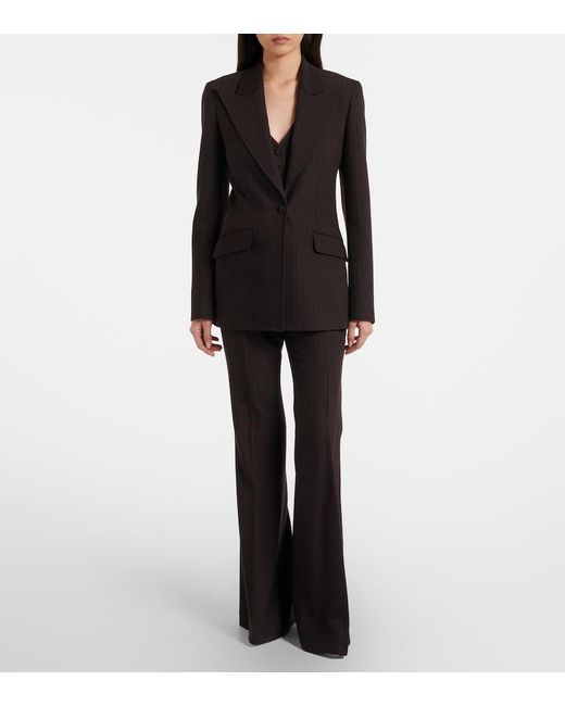 Gabriela Hearst Black Rhein High-Rise Wool Flared Pants