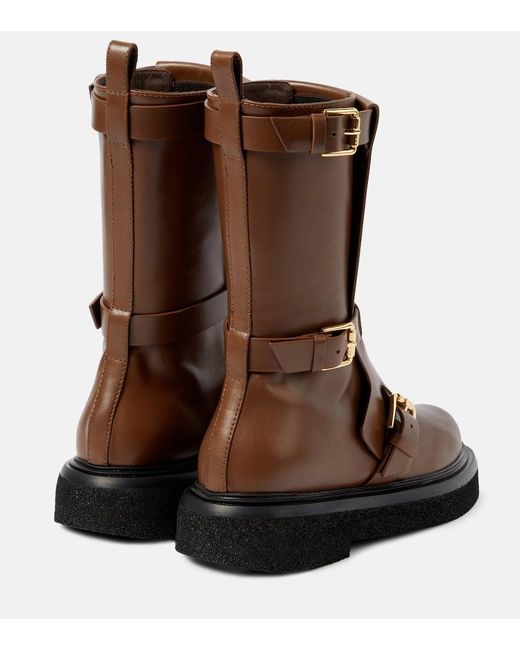 Max Mara Brown Bucklesboot Leather Ankle Boots