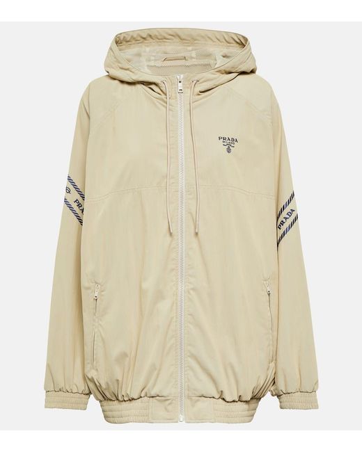 Prada Natural Embroidered Cotton-Blend Jacket