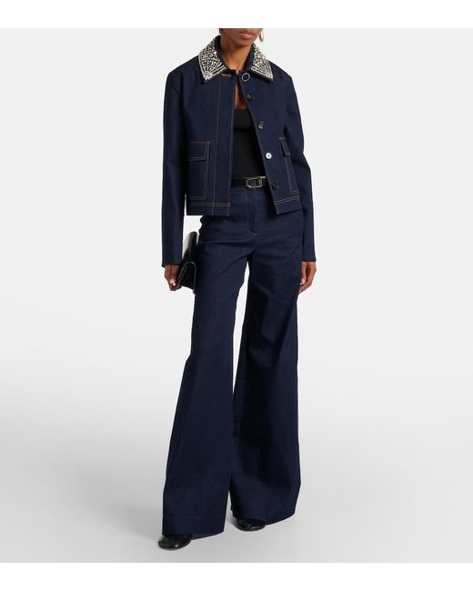 Veronica Beard Blue Barrington Embellished Denim Jacket