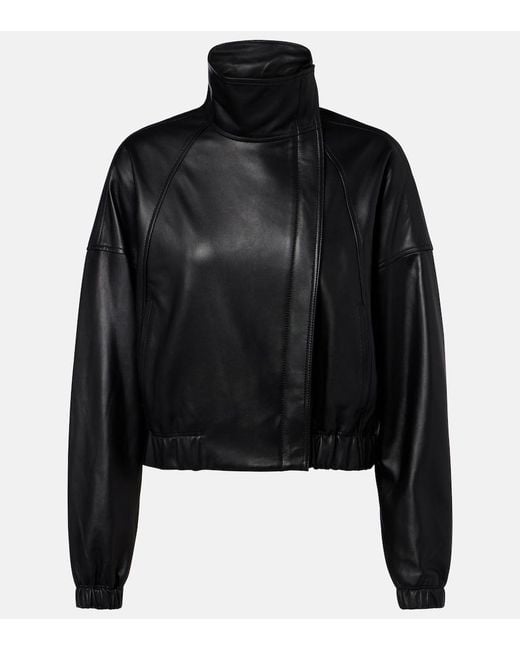 Vince Black Leather Bomber Jacket