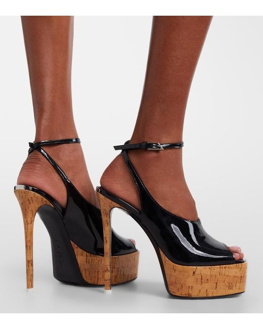 The Attico Black Ornella Patent Leather Platform Slingback Pumps