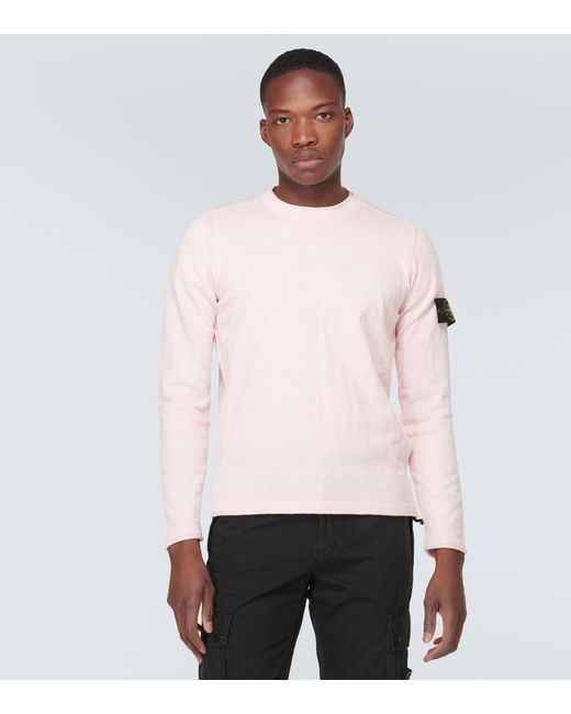 Mens pink stone island deals sweatshirt