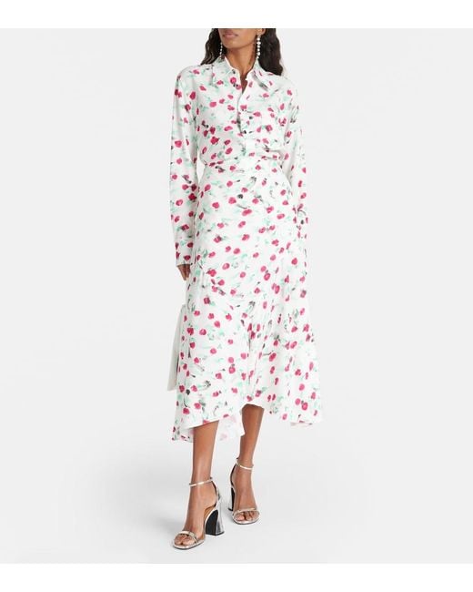 Marni White Floral-Print A-Line Cotton Midi Skirt